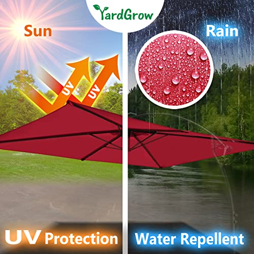 Yardgrow 10X6.5Ft 6-Ribs Umbrella Replacement Canopy Outdoor Patio Umbrella Canopy Cover, Frame Not Included (Burgundy) #TOP3