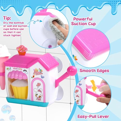 Bath Toys for Kids Ages 4-8 3-5 Toddler Bath Toys Bathtub Ice Cream Foam Maker Bubble Pretend Cake Play Set Water Toys Birthday Gifts for 2-4 5 6 Year Old Girls Boys - Thumbnail 3