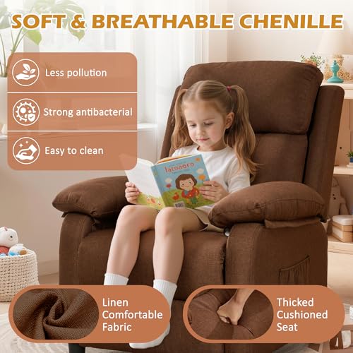 Image of Korser Recliner Chair, Living Room Chairs for Adults, Padded Deep Seat Reading Chair with Side Pockets, Small Recliners for Small Spaces, Lounge Chair for Living Room, Bedroom, and RV (Linen)