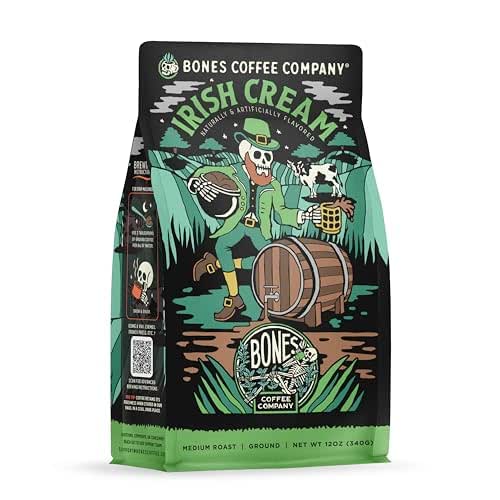 Bones Coffee Company Irish Cream, Creamy Liqueur Flavored Coffee, Medium
