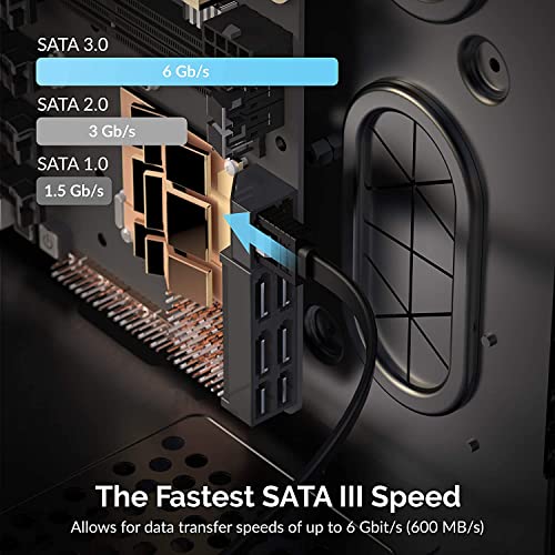Image of Tobo SATA III Cable，SATA III 6.0 Gbps Data Cable Straight Black with Locking Latch 16 Inches SATA Cable Pack for HDD,SSD,CD and DVD Drives (1) TD-255TC