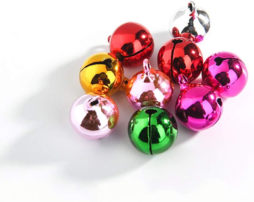 100PCS Small Copper Bell Jingle Bells Craft Bells Loose Beads Bell for Christmas Festival Decoration Home Decoration Jewelry Making DIY Bracelet Anklets Craft (Multicolor, 8mm)