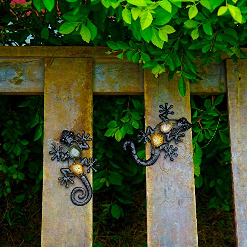 LIFFY 2pcs Metal Lizard Garden Wall Decor for Home and Outdoor Statues Fence Hanging Art Sculptures - Thumbnail 2