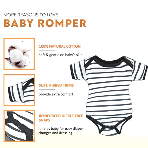 Image of VParents Rompers for New Born Baby Girl & Boy (Pack of 3), 100% Cotton Half Sleeve Romper /Bodysuit /Jumpsuit /Onesies /Sleepsuit For Infants & Toddlers, Comfortable Daily Wear Clothes For Babies