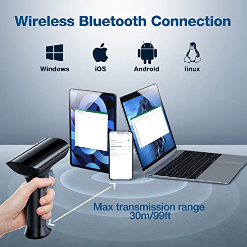 Bluetooth Barcode Scanner, Idprt 1D 2D Qr Wireless Barcode Scanner, Handheld Upc Ean Label Screen Reader With Android Ios Windows, Usb Wired, Rechargeable For Retails Supermarket Warehouse Library #TOP2