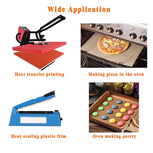 Image of 3 Pack 12 x 16 inch PTFE Teflon Sheet for Heat Press Transfer Non Stick Paper Reusable Heat Resistant Craft Mat,Protects Iron,for Heat Press Machines