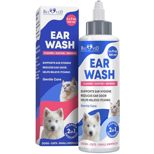 Cat & Dog Ear Cleaner Drops & Wash Solution - Yeast Otic Infection Treatment & Itchy Ear Relief for Pet - Wax Remover & Flush Remedy for Any Pets