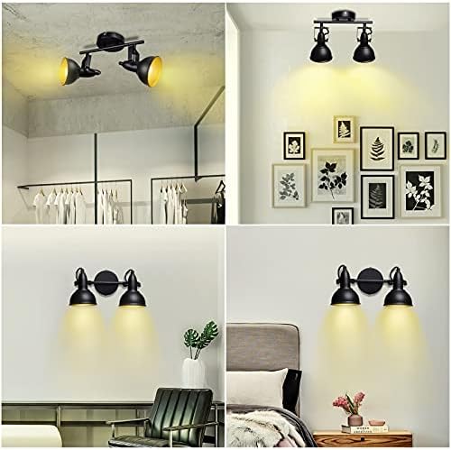 Wall Lights for Living Room,LED Ceiling Light Fittings Black Wall Lighting Fixtures Industrial / Retro Sconce,Indoor 2 Way Wall Lamp for Kitchen Bedroom-E14 Bulb Not Include