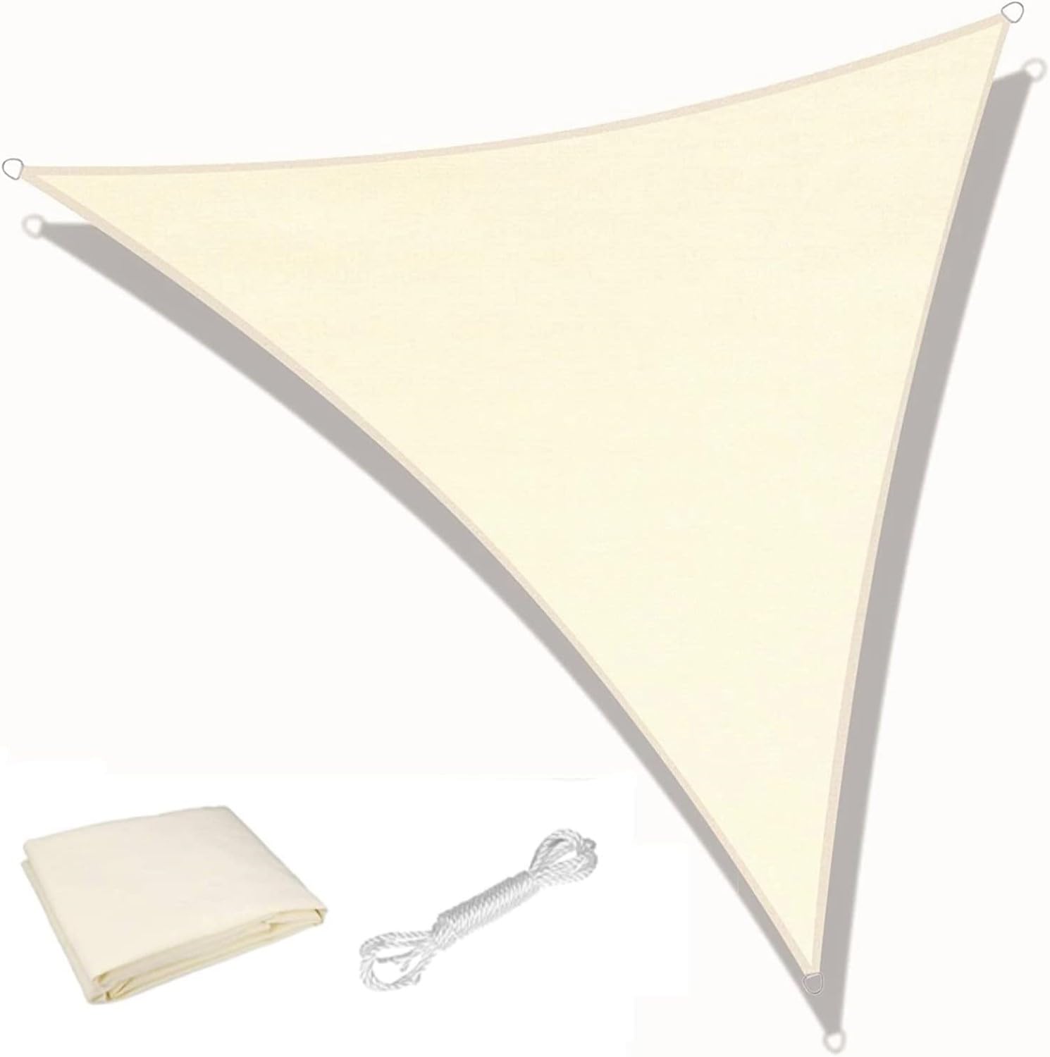 Triangle Voile D'Ombrage 3m X 3m X 3m Étanche 98% UV - Auvent Solaire Crème Pour Jardin