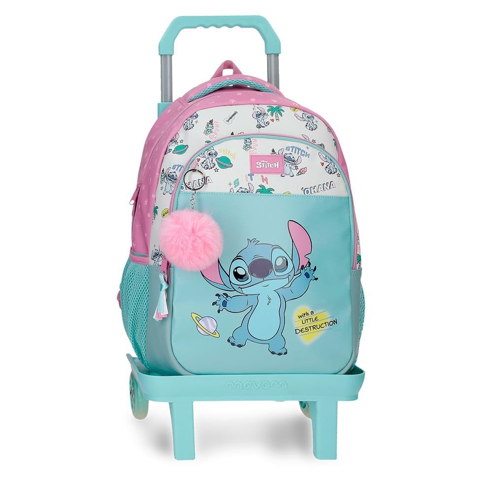 Disney Joumma Stitch Little Destruction School Backpack with Car 15.6" Inches Turquoise Green 28x42x14 cm PVC 16.46L