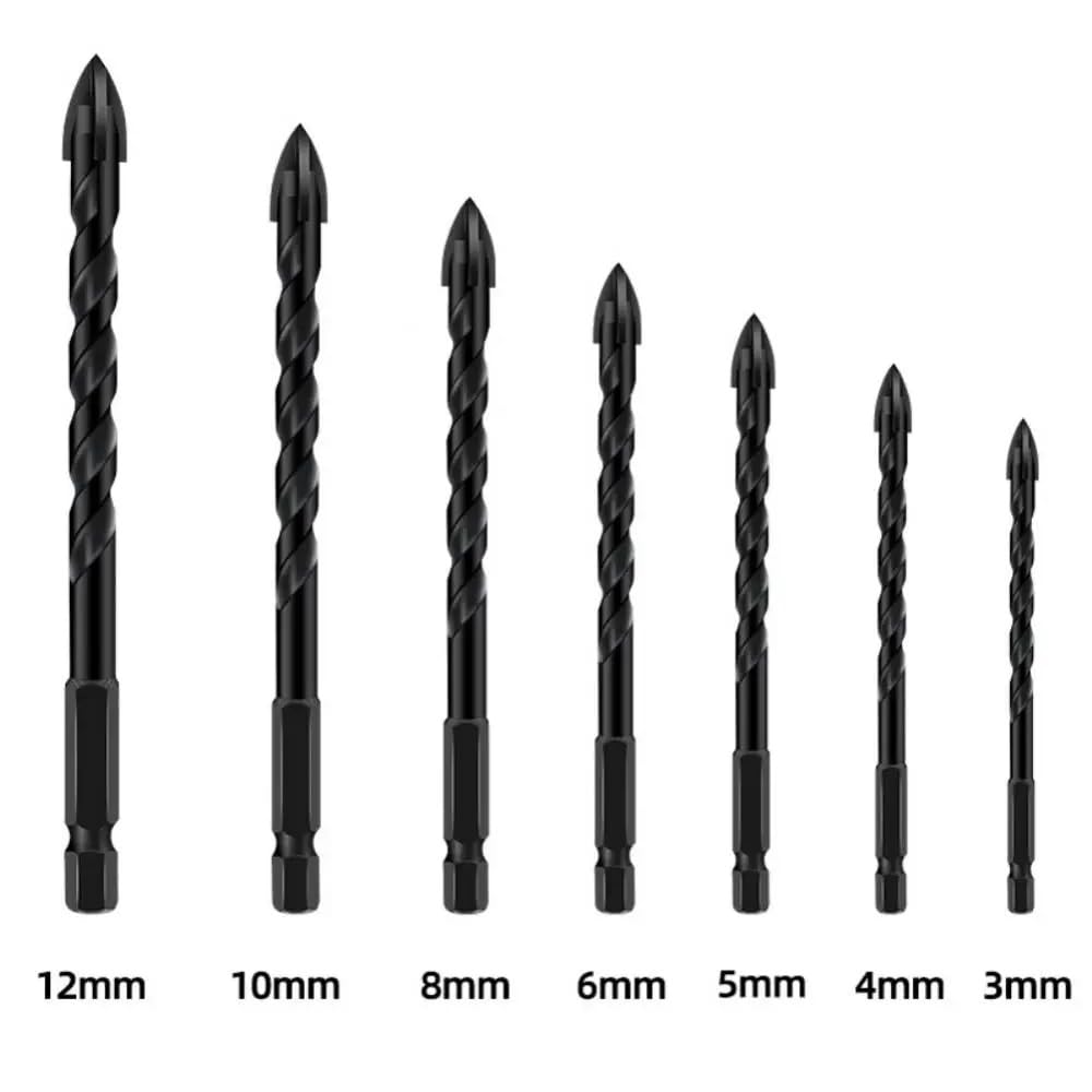 Herramienta de perforación de vidrio Juego de 10 brocas carburo tungsteno aleación dura, hexagonales cruzadas for azulejos, abridor agujeros for cerámica y vidrio