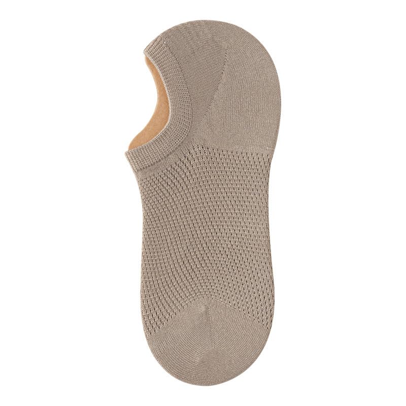 3 pairs of Men's No Show Socks Non-Slip Silicon Grip Moisture Wicking Low Cut Invisible Casual Socks，Khaki B
