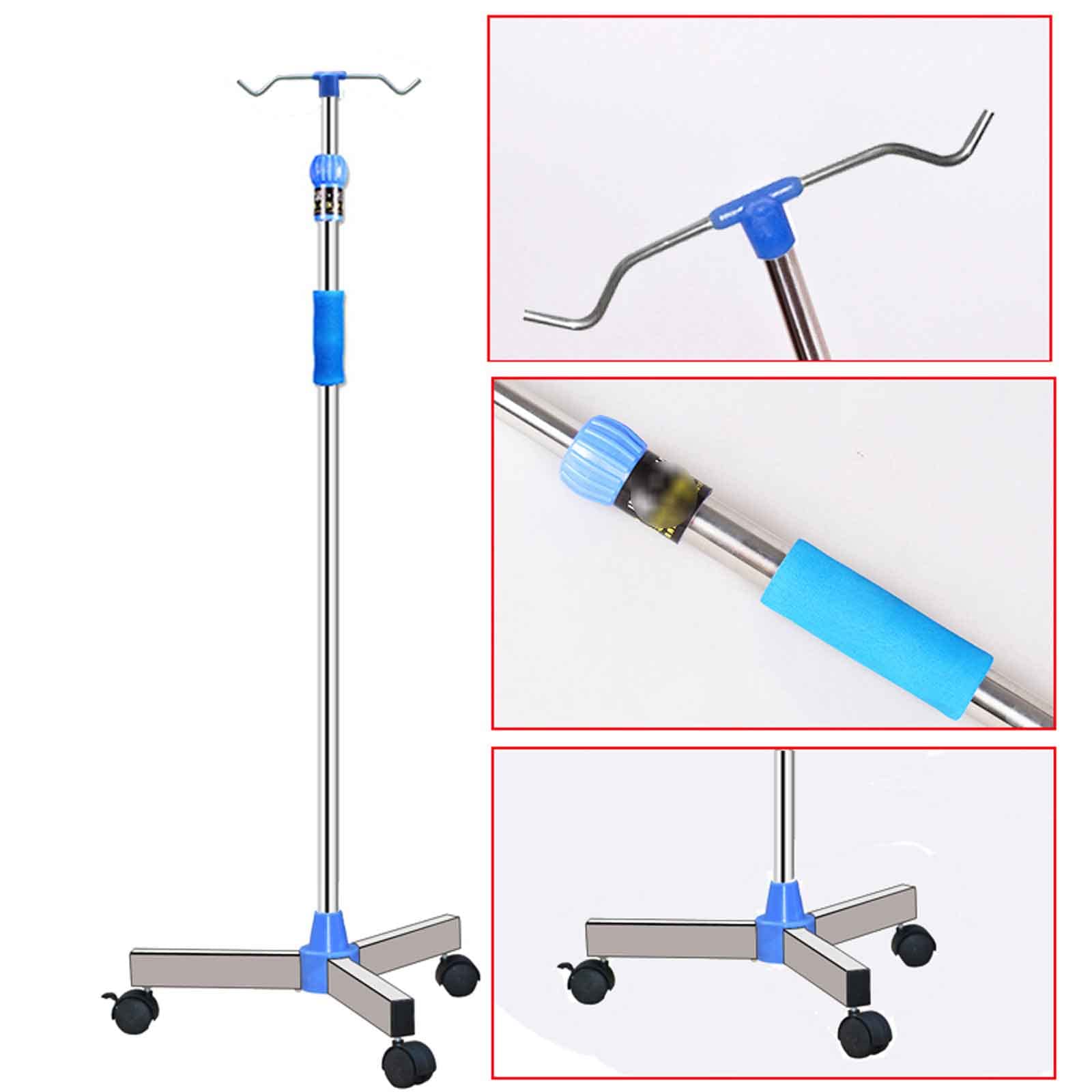 Soporte Porta Sueros IV Plegable Portátil, Soporte de Goteo de Acero Inoxidable de Altura Ajustable para Cuidado en El Hogar, Hospital y Clínica para Ancianos