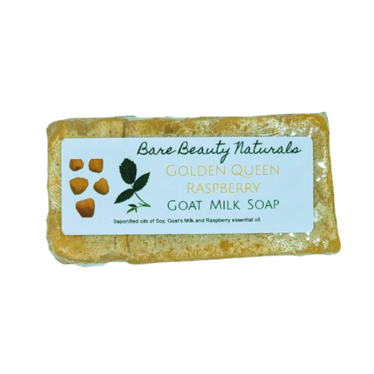 Bare Beauty Naturals 100% Natural Antiaging Golden Queen Raspberry Goat Milk Soap // Plant-Based // Various Soap Cut Sizes (Brick cut 9-10.9 oz, Lrg Lo-Exfol Muslin)
