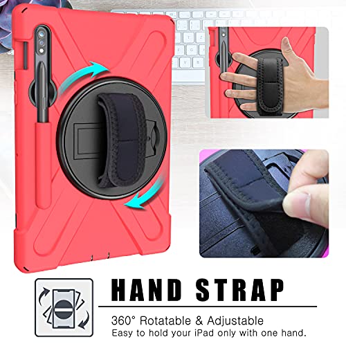 Funda Samsung Tab S8 con soporte giratorio 360 y asa de mano color rojo 4