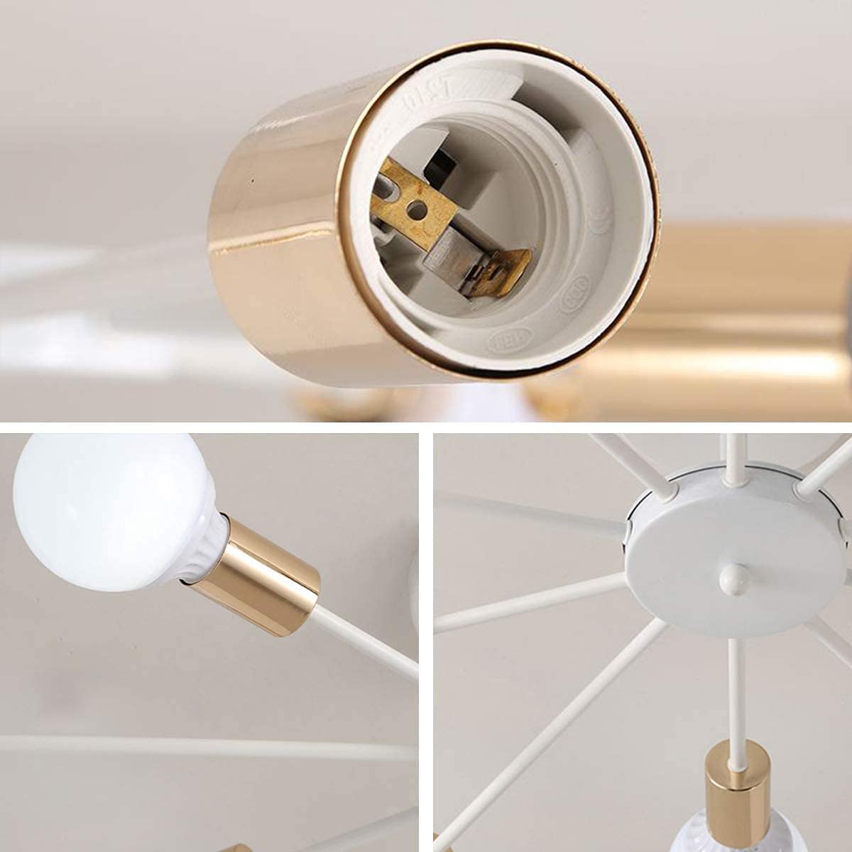 Wpuszczana lampa sufitowa, białe nowoczesne żyrandole, 10 świateł E27 Podstawa przemysłowa Półsufitowe lampy wiszące Oprawa do sypialni Salon Kuchnia Farm Wystawa sztuki