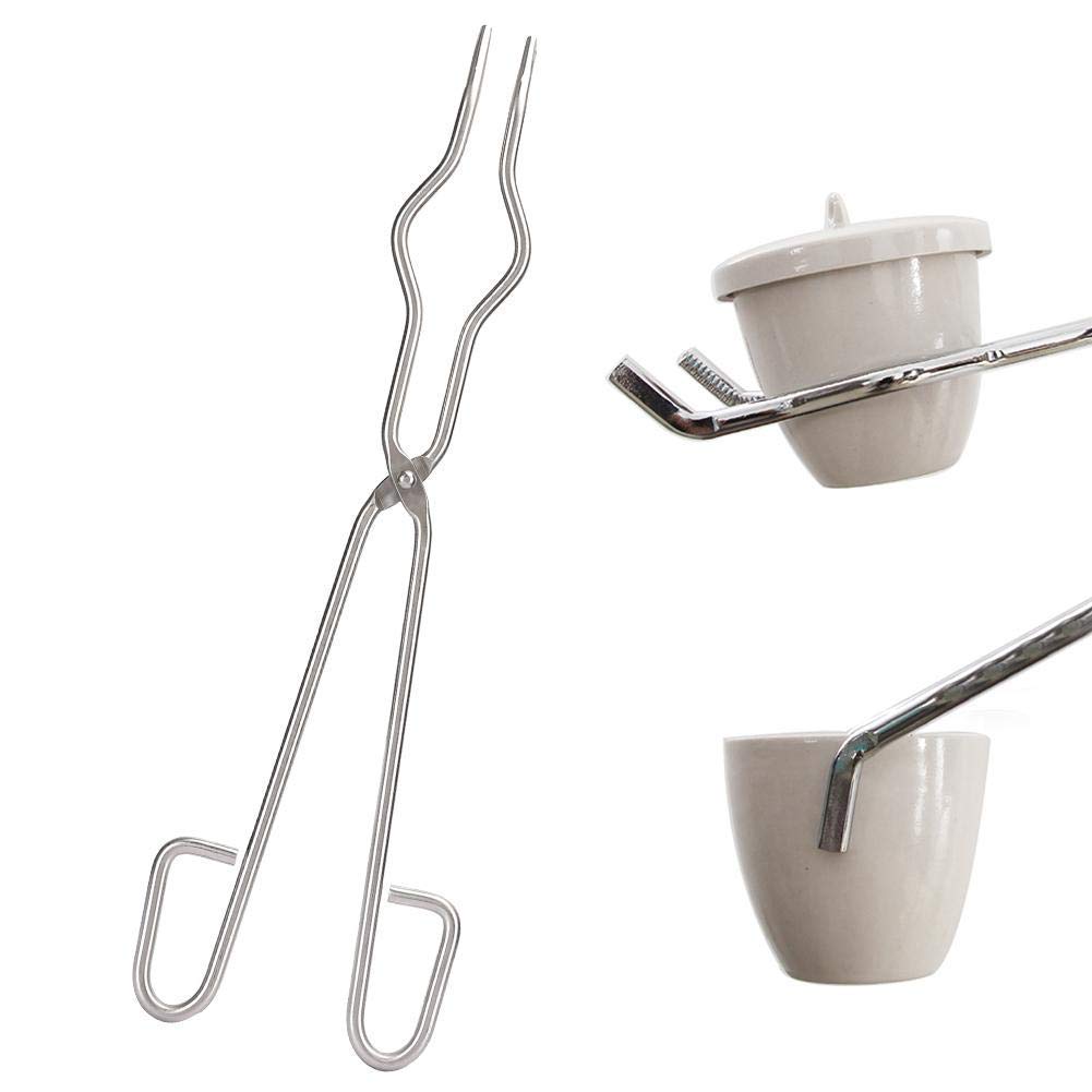 Pinza per crogiolo da 40 cm, con prua dritta, punte dentellate, materiale di laboratorio in metallo Morsetto di sostegno per becher in acciaio inossidabile
