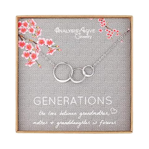 3 Generations Necklace - Sterling Silver Interlocking Infinity 3 Circles Necklace for Grandma Mom Granddaughter, Mothers Day Jewelry Birthday Gifts Cover