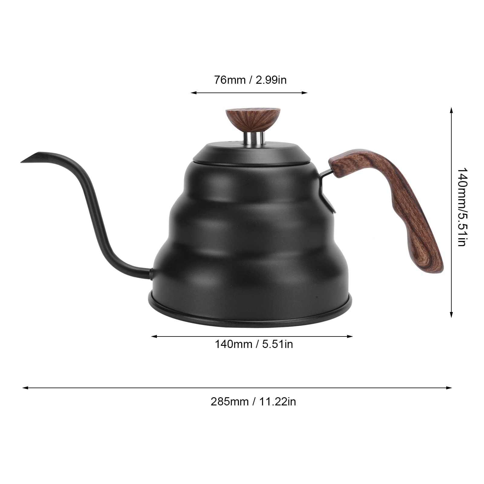 Bollitore da caffè in acciaio inox con beccuccio a collo di cigno (1L)
