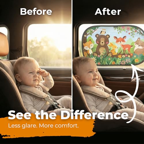 Image of CARAMAZ Car Window Shade for Baby with Certified UV-Protection 2 Pack - 20 inchx12 inch