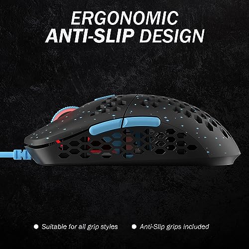 Souris de jeu nid d'abeille 12000 ppp avec 6 boutons programmables Mira S