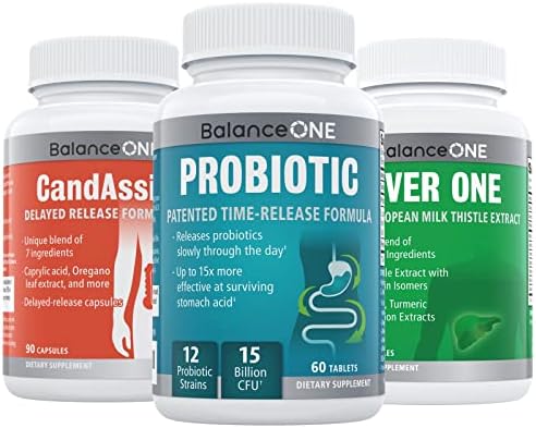 3-in-1 Bundle | Probiotic, CandAssist & Liver One | 15 Billion CFU Time-Release Probiotic | Delayed-Release Capsules with Caprylic Acid | Milk Thistle Liver Support Formula