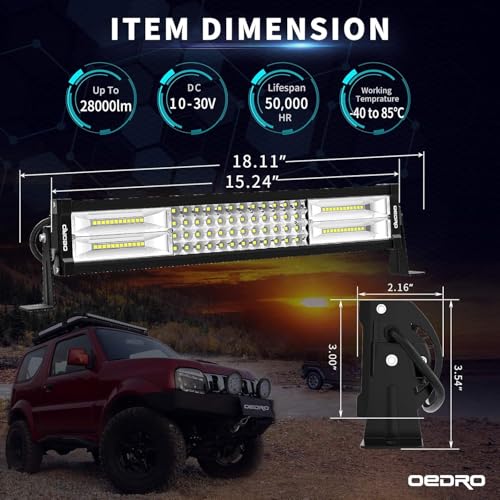 Image of OEDRO 16 Inch LED Light Bar IP68 Grade Off Road Light with Wiring Harness