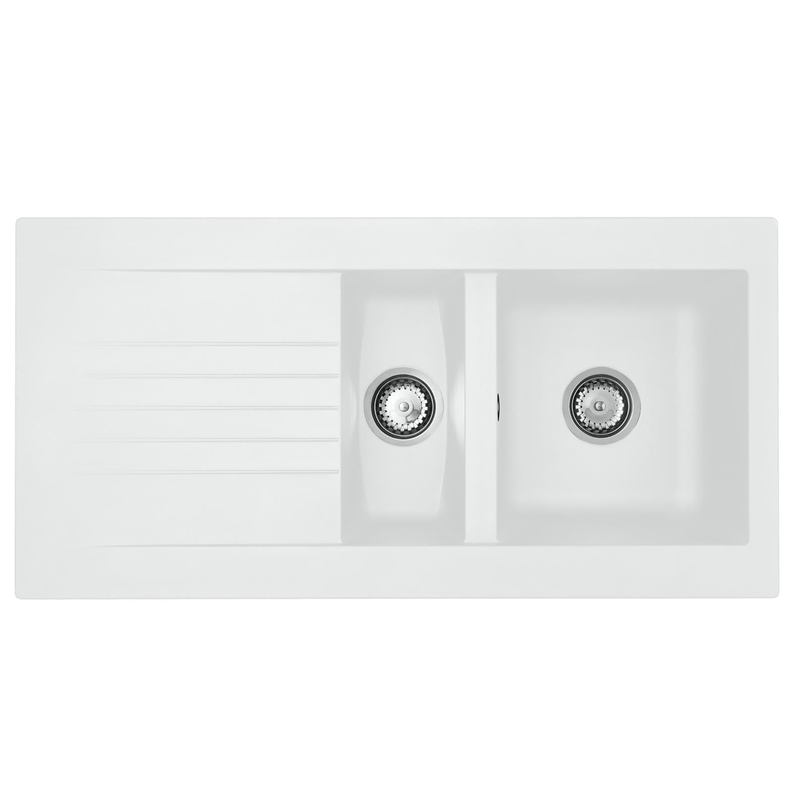 Liquida KAV150WH 1.5 Bowl Composite Reversible White Kitchen Sink 1000x500mm