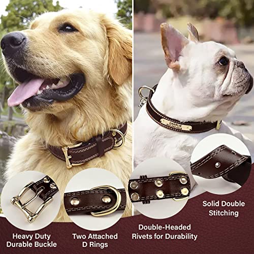 Personalized Dog Collar - Custom Leather Dog Collar With Engravable Nameplate - Durable Name Tag Collar - Customizable Dog Collar - Comfortable Id Collars For Small, Medium, Large Dogs (Small) #TOP1