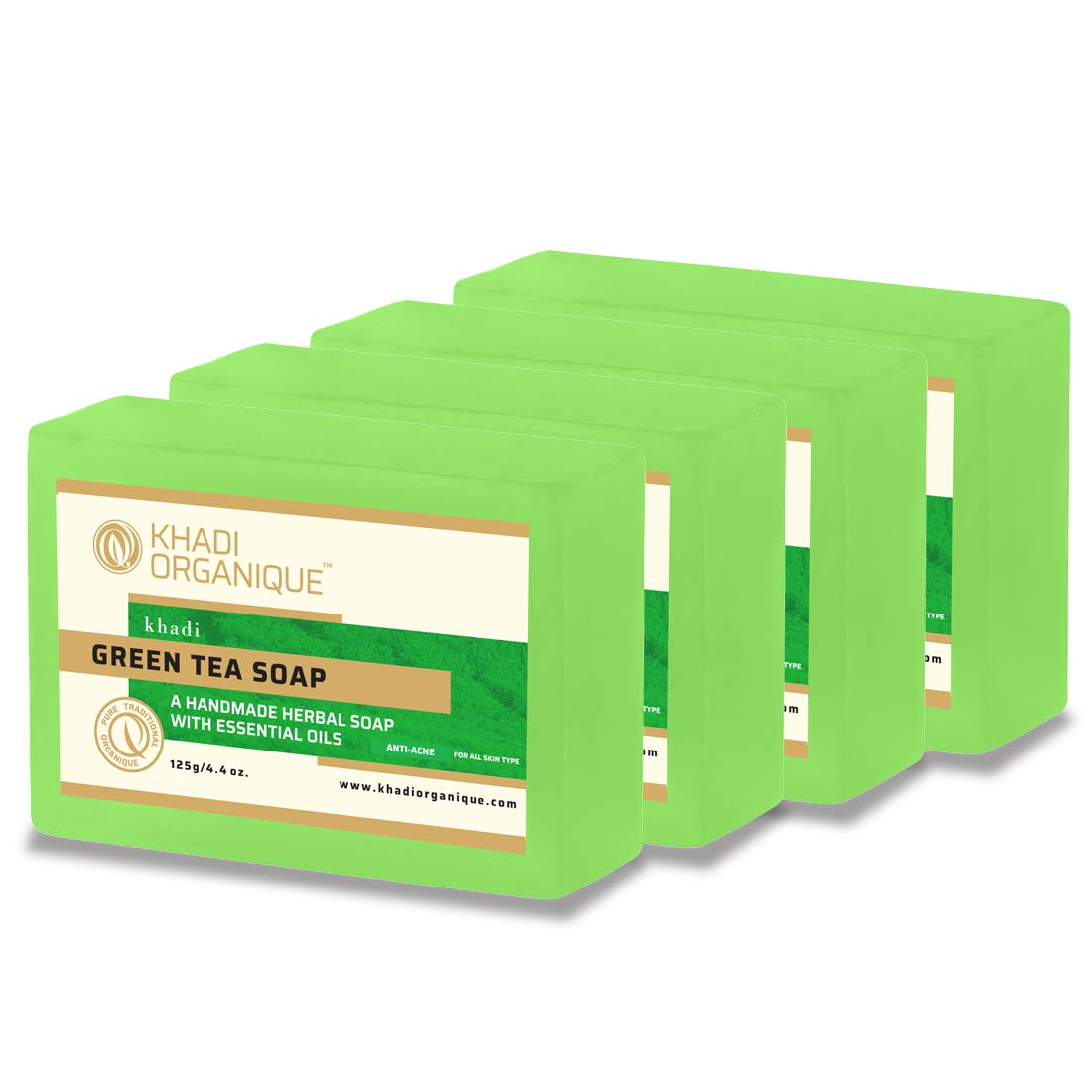 Khadi Organique Natural Herbal Green Tea Soap Pack of 4