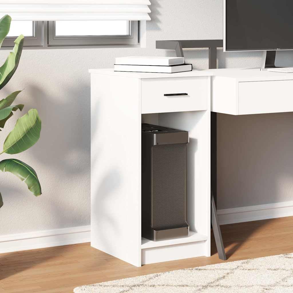 Computerschrank mit Schublade Weiß Holzwerkstoff 35x45x77 cm für Homeoffice und Büro, vielseitiger Arbeitstisch mit Stauraum und Ablage für Schreibtischzubehör