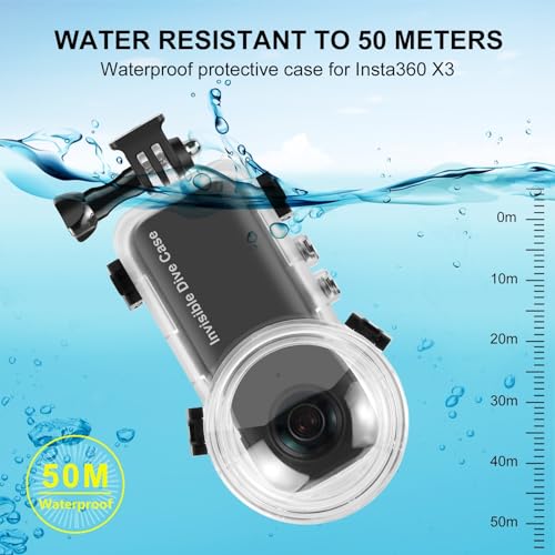 image for PULUZ 50m/164ft Invisible Dive Case for Insta360 X3 Underwater Waterpr