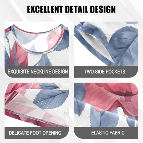 senya Short Sleeve Pajamas Sets Summer Cotton Sleepwear Red Rose Flower4