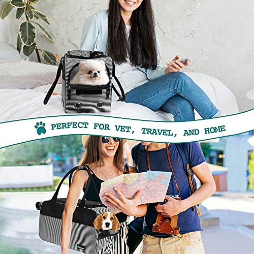 Petami Airline Approved Dog Purse Carrier | Soft-Sided Pet Carrier For Small Dog, Cat, Puppy, Kitten | Portable Stylish Pet Travel Handbag | Ventilated Breathable Mesh, Sherpa Bed (Stripe Black) #TOP6