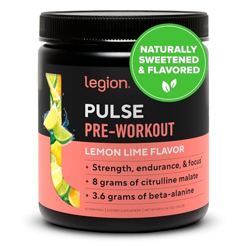Image of LEGION- All Natural Nitric Oxide Preworkout Drink to Boost Energy, Creatine Free, Naturally Sweetened, Beta Alanine, Citrulline, Alpha GPC (Lemon Lime)