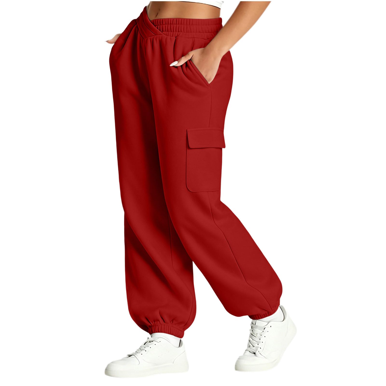 Pantaloni Sportivi Donna Pantaloni Baggy con Tasche Morbidi e Comodi Pantalone Jogger in Cotone Larghi e Leggeri Pant Lunghi Tinta Unita Pantalone Tuta con Coulisse per Allenamento Jogging Fitness