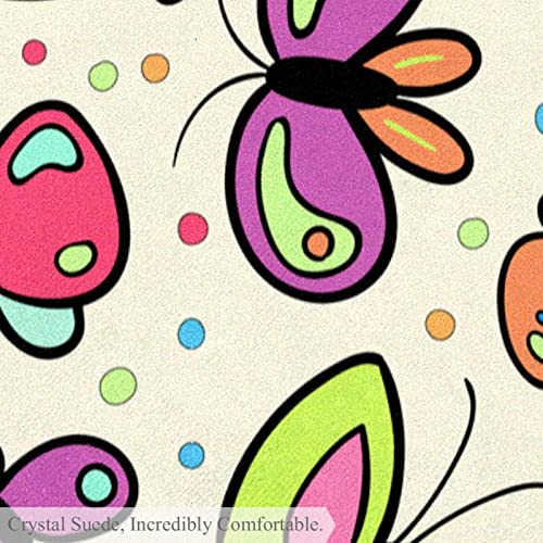 Tapis de salle de bain rond 1m coloré papillon antidérapant