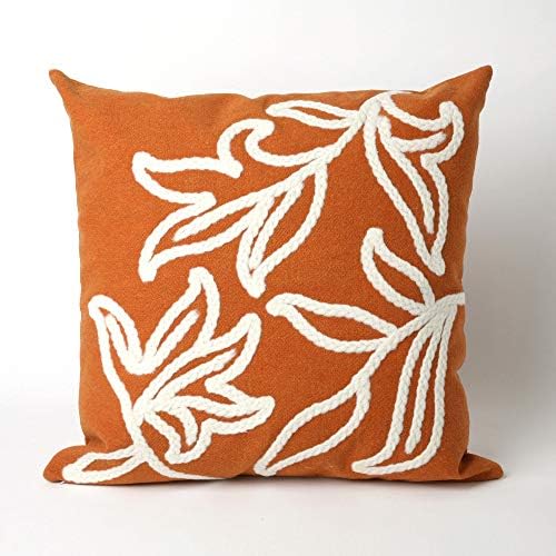 Liora Manne Mystic I Stitched Leaf Indoor/Outdoor pillow, Orange - 20" Square