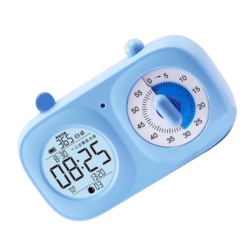 Chrees Minuteur visuel 2 en 1 avec double écran, fonction horloge et minuterie, lumineuse, facile à utiliser pour la maison, le dortoir