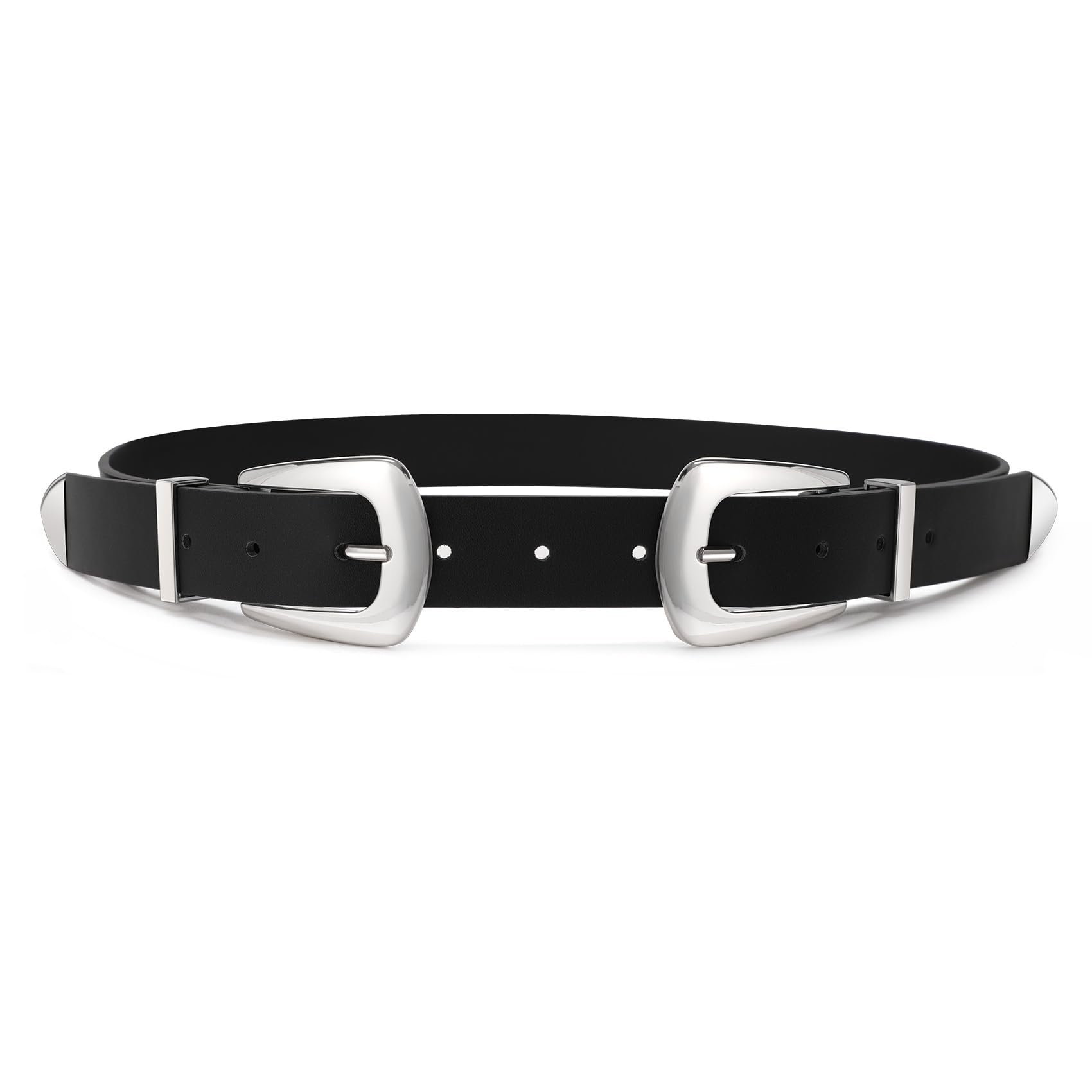 SUOSDEY Women's Leather Belts Punk Studded Belt Metal Tailed Ladies Belts for Jeans Pants