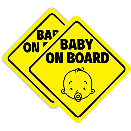 Image of Babypop! Baby on Board Sticker for Cars (Magnetic) - Baby on Board Magnet for Car, Baby on Board Sign - Reflective Safety 2 Pack