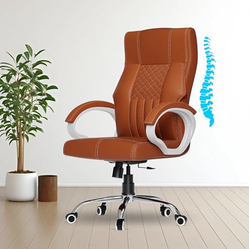 FUGO FG21 Ergonomic Office Chair,Adjustable Height,Cushioned Back&Seat,Tilting Mechanism,Heavy Duty Metal Base,Dual Nylon Casters,Comfortable Desk Chair for Work,Home Office,3-Year Warranty(Tan)