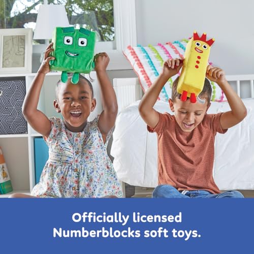 Learning Resources Numberblocks Trzy i Cztery, Pluszowe zabawki-przytulanki Numberblocks Trzy i Cztery, Pluszaki Numberblocks dla dziewczynek i chłopców