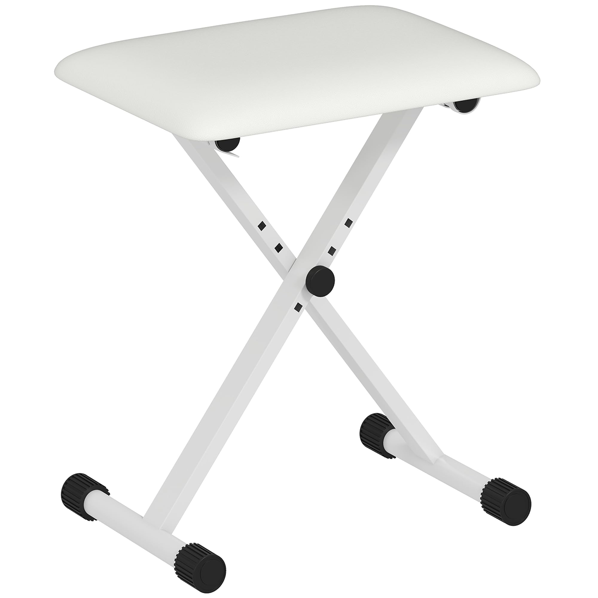HOMCOM Tabouret Piano Pliable, Banc Piano réglable en Hauteur de 37 à 47 cm, siège rembourré en PU et Pieds en métal antidérapants, Charge 100 kg, Blanc