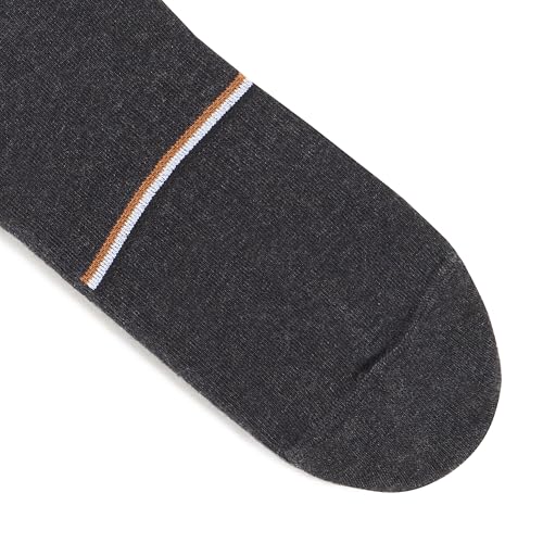 BOSS 3 Pack Iconic Stripe Ribbed Cotton Quarter Length Socks, black/shadow grey/white, 7-132