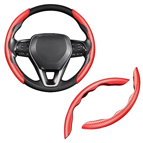 Cartist Steering Wheel Cover, Carbon Fiber Steering Wheel Cover, Car Steering Wheel Cover for Men/Women, Anti-Slip, Comfortable Grip, Durable, Universal for 99% Car Interior Accessories (Red)