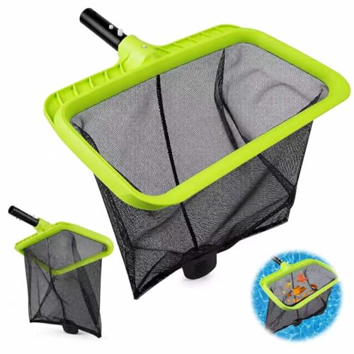 Retino per Piscina, Retino Fondo Piscina Rinforzato per Foglie e Detriti, Rete Fine con Telaio Resistente, Accessorio per Pulizia Piscina Fuori Terra e Interrata (Verde - Asta da biliardo non inclusa)
