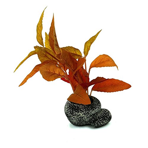Dimart Exquisite Aquarium Fish Tank Decoration Ornaments Ceramics Water Plants Planted Pots(S, Deep Gray) #TOP3