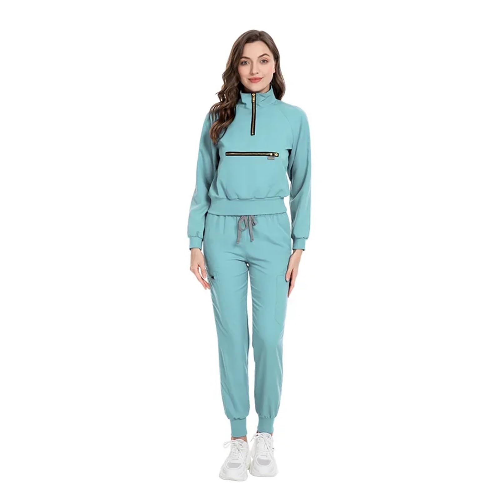 Kasacks Damen Pflege Krankenschwesteruniformen, Kurze, langärmelige Peeling-Oberteile mit Hosentaschen, Spa-Schönheitssalon-Arbeitskleidung, Peeling-Set für Büro