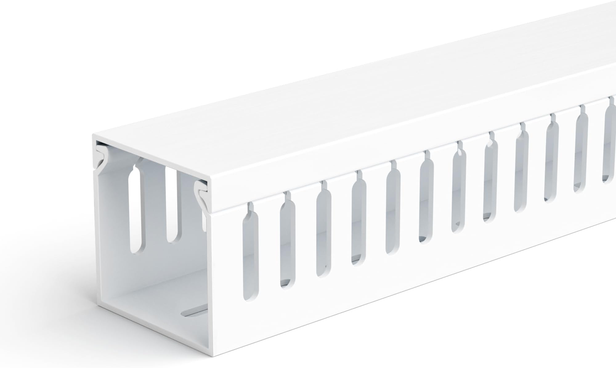 ZhiYo 2 x 2in Professional Server Rack Cable Management Raceway, 99in (6X L16.5in) Cable Raceway Kit, Electrically Safe PVC Open Slot Wire Raceway for Under Desk/Computer/Network Cords, White